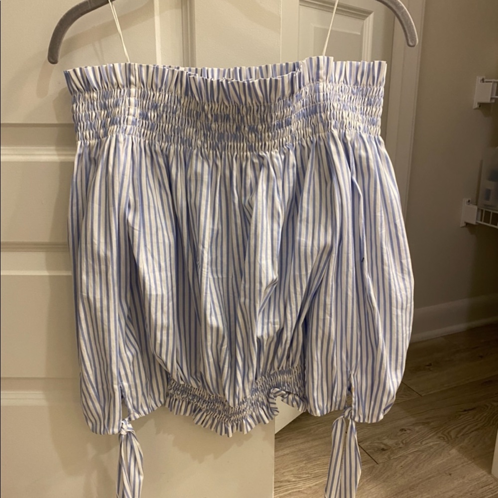 Caroline Constas off the shoulder striped top